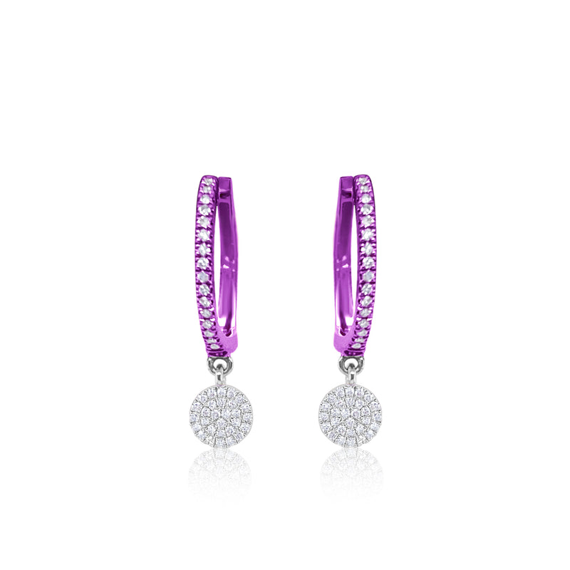 Groovy Purple Diamond Disc Charm Huggies