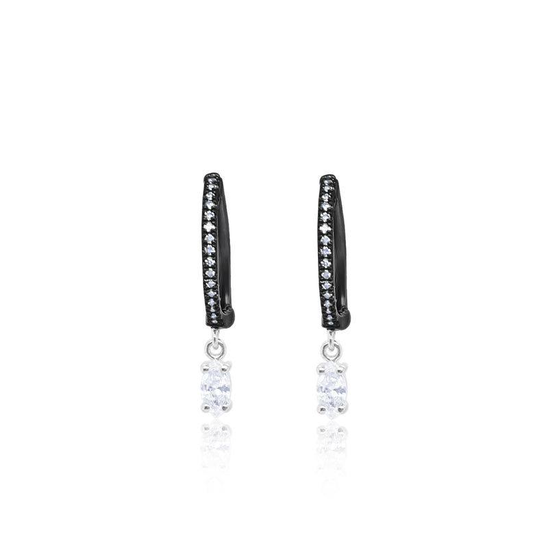 Black Rhodium Diamond Charm Huggies