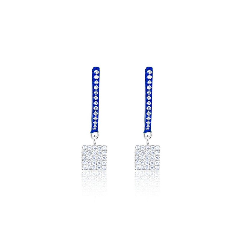 Blue Rhodium .16 Ct Diamond Square Earrings