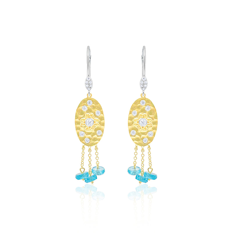 Aquamarine Western Gold Drop Earrings