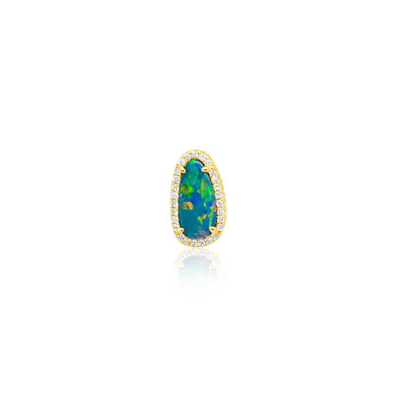 Opal Yellow Gold Studs - SINGLE (Half Pair)