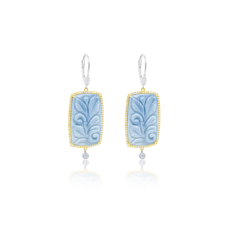 Carved Blue Opal Earring