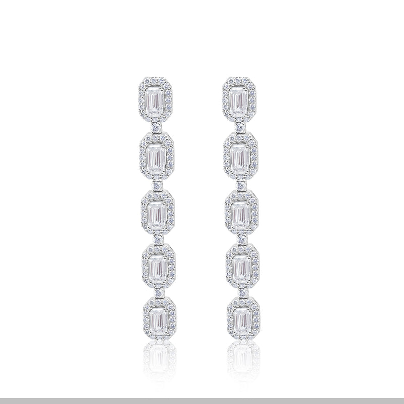 4.7 Carat LAB Grown Diamond Emerald Cut Drop Earrings
