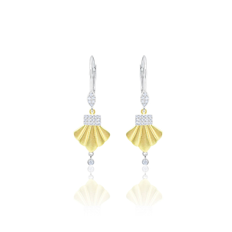 Brushed Gold Diamond Earrings