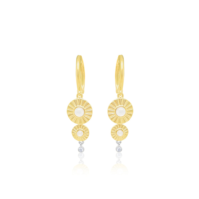 Brushed Yellow Gold Fan Earrings