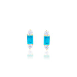 Yellow Gold Diamond and Blue Topaz Studs