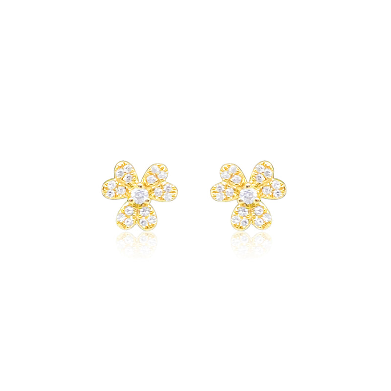 Yellow Gold Clover Diamond Studs