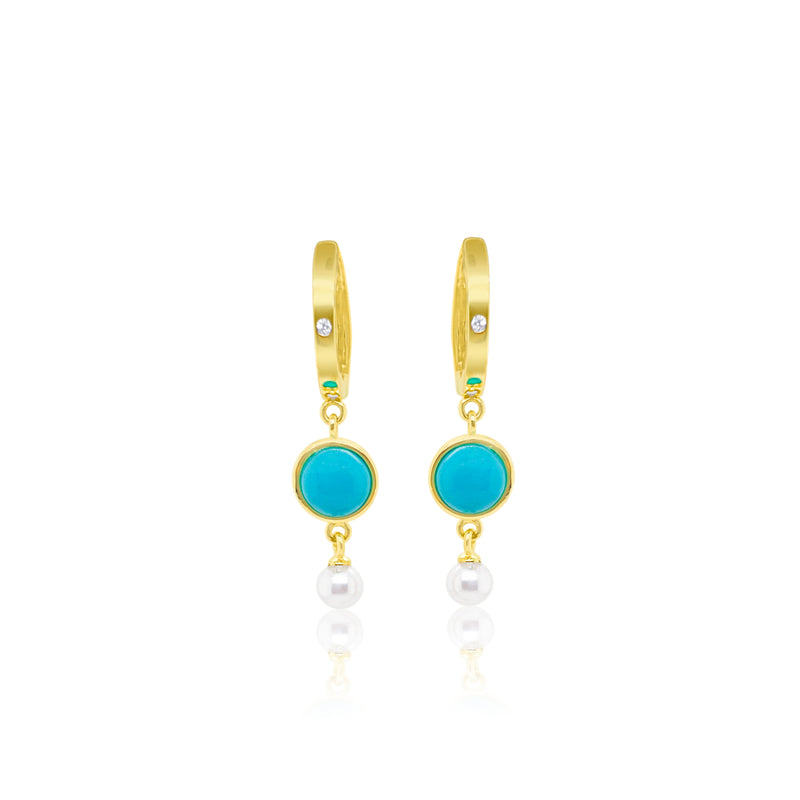 Yellow Gold Turquoise Earrings