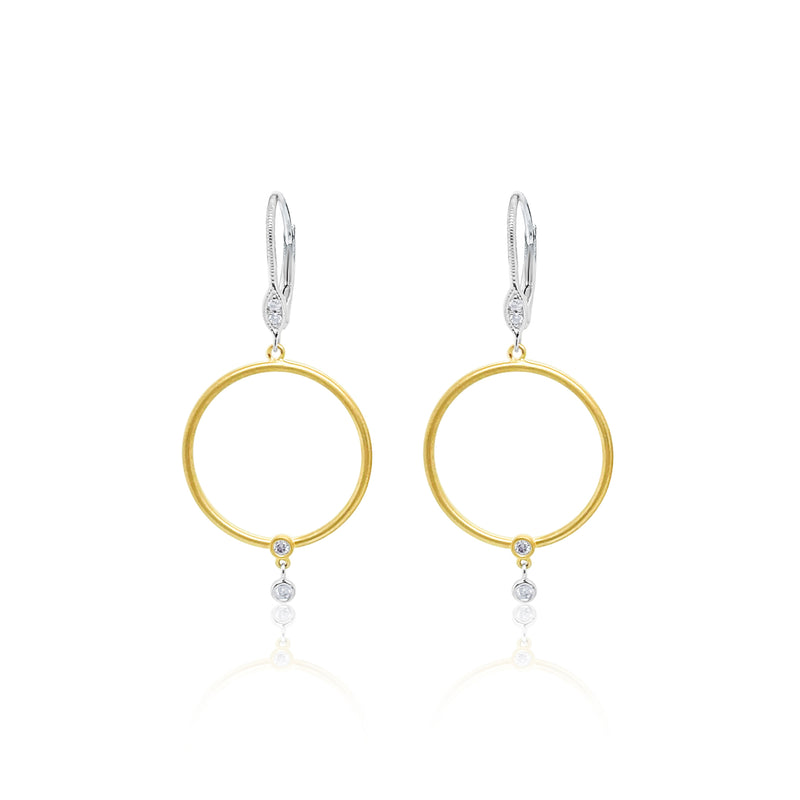 Brushed Gold Circle Earrings