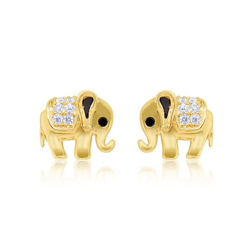 Elephant Black Diamond Stud Earrings 