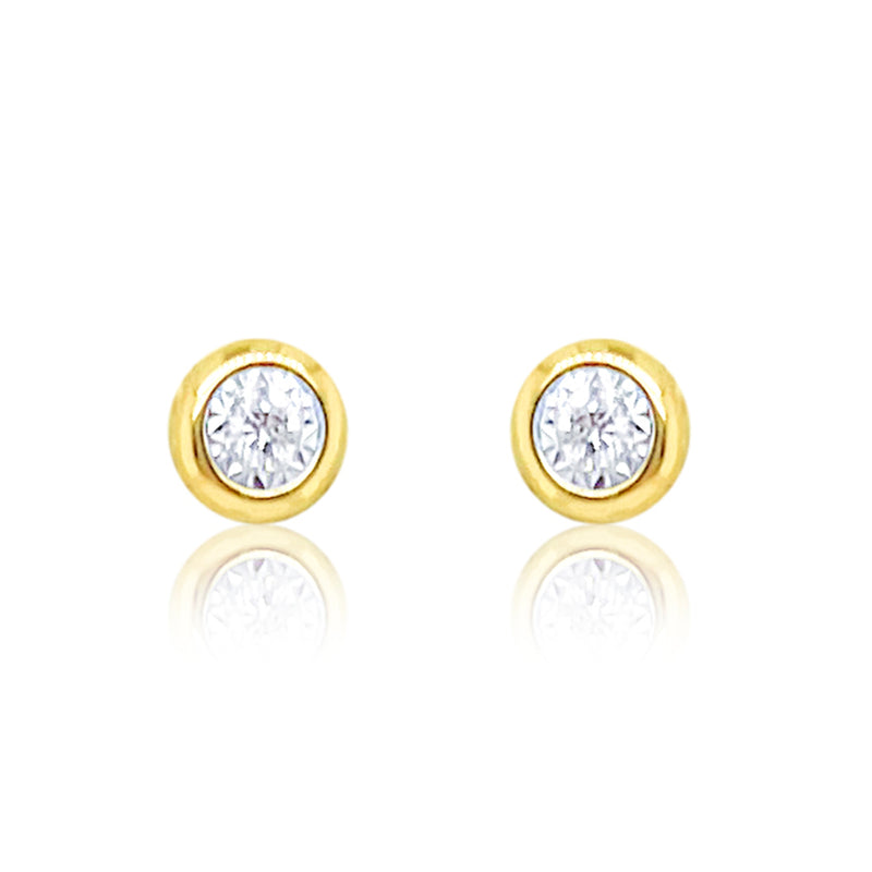 Small Yellow Gold Bezel Set Diamond Studs- Online Exclusive