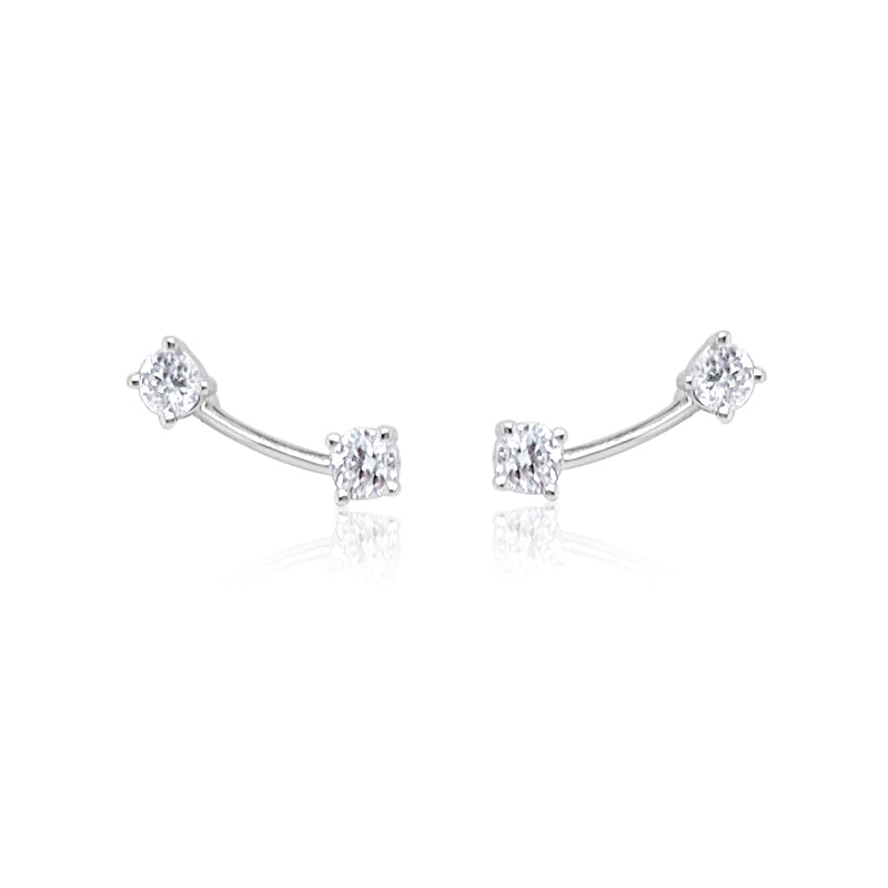 White Gold Double Diamond Bar Stud- ONLINE EXCLUSIVE