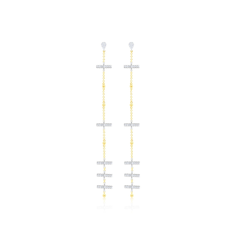 14kt Yellow Gold Drop Bar Diamond Earrings