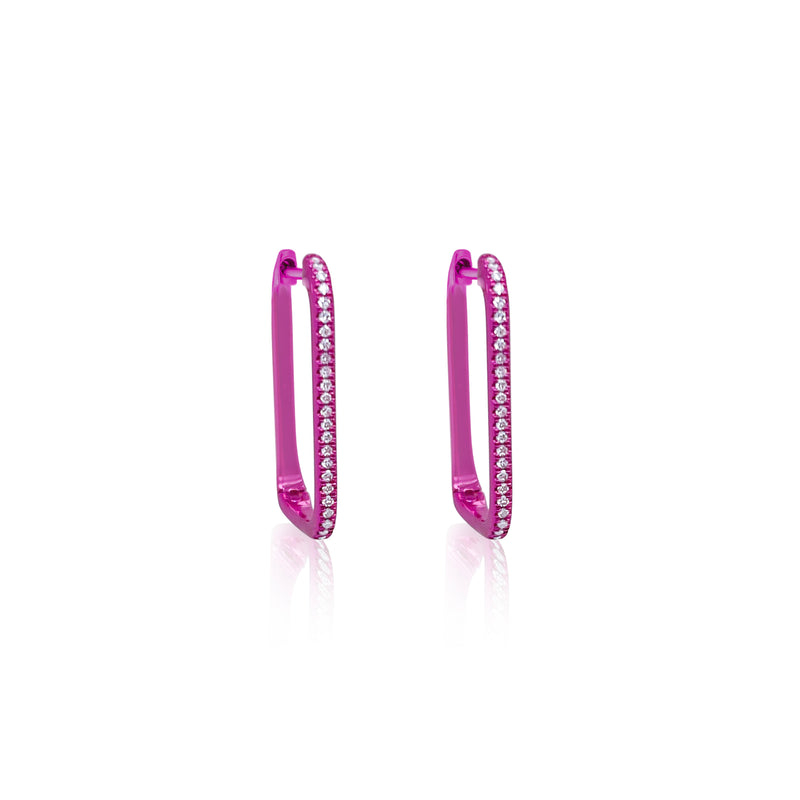 Electric Pink Rectangular Hoops