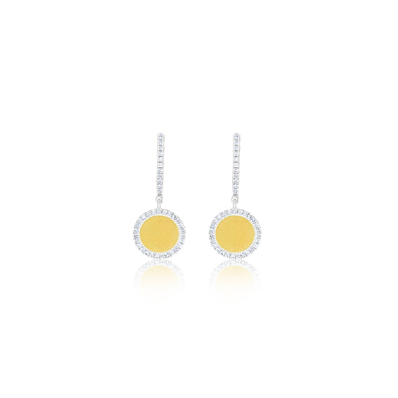 14k Diamond Halo Earrings with a Yellow Gold Plate Inside