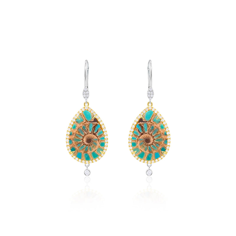 14kt Yellow Gold and Diamond Abalone Earrings