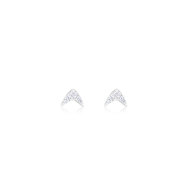 14kt White Gold V-shape Diamond Stud Earrings