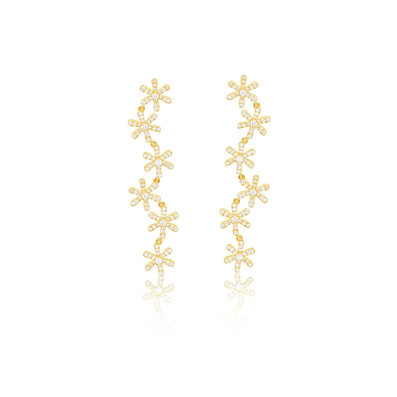 Diamond Flower Drop Earrings