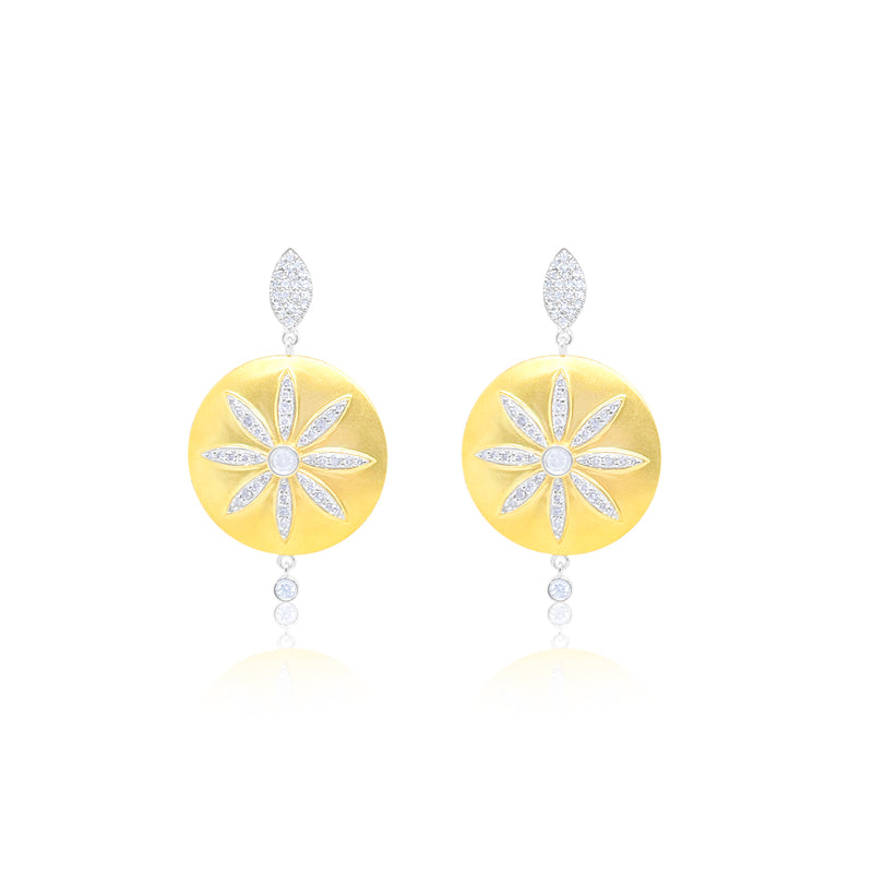 Brushed Flower Diamond Earrings
