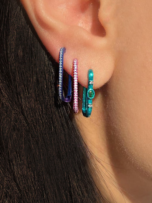 Mermaid Green Emerald Rectangular Hoop