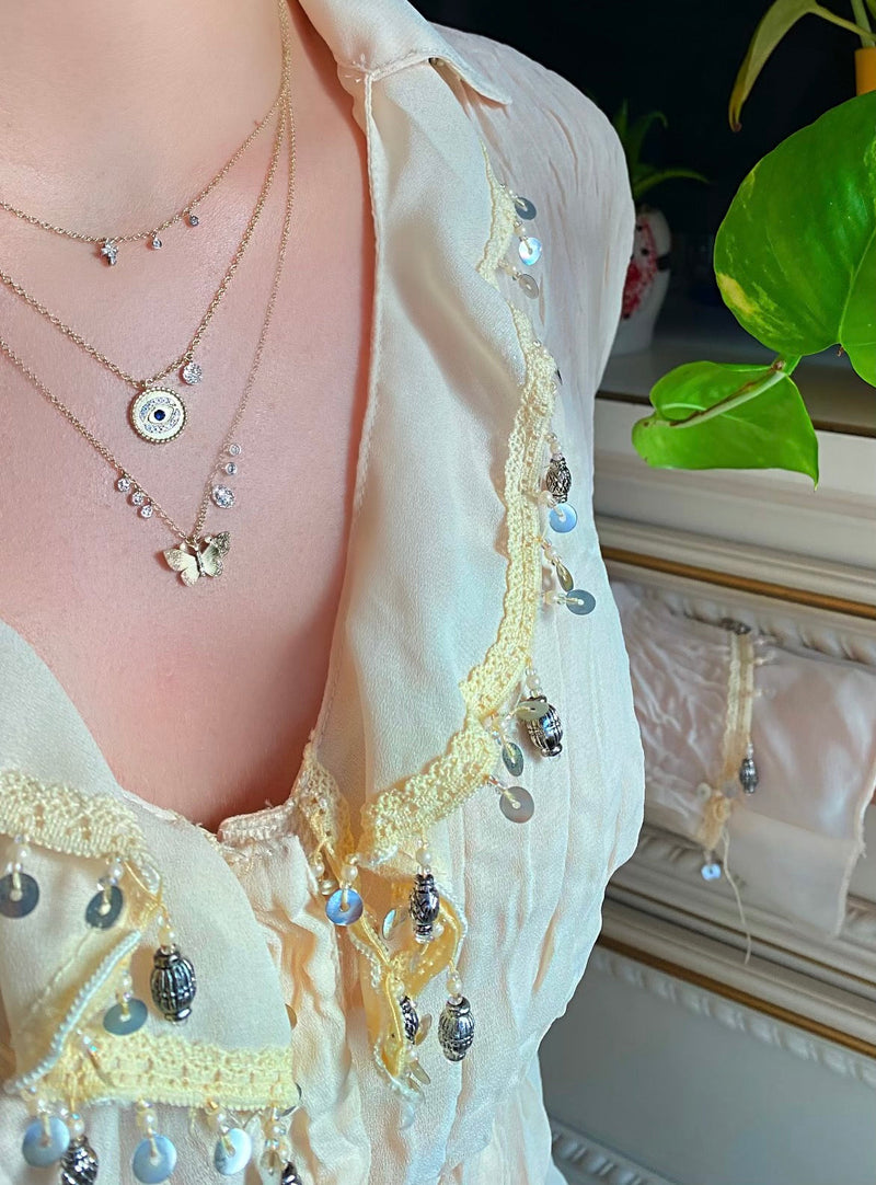 Dainty Cross and Bezel Diamond Necklace