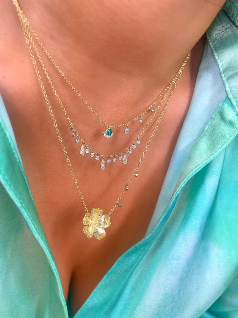 Yellow Gold Diamond Flower Necklace