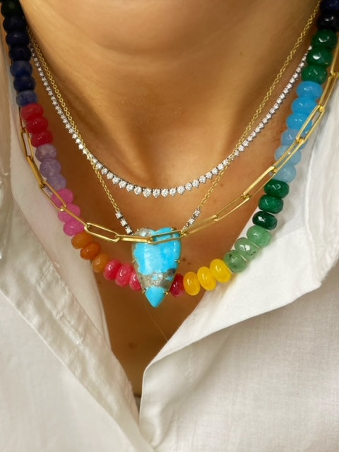 Rainbow Gemstone Bead Necklace