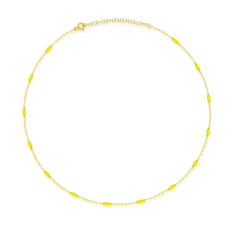 Neon Yellow Enamel Spot and Gold Plated Layering Chain