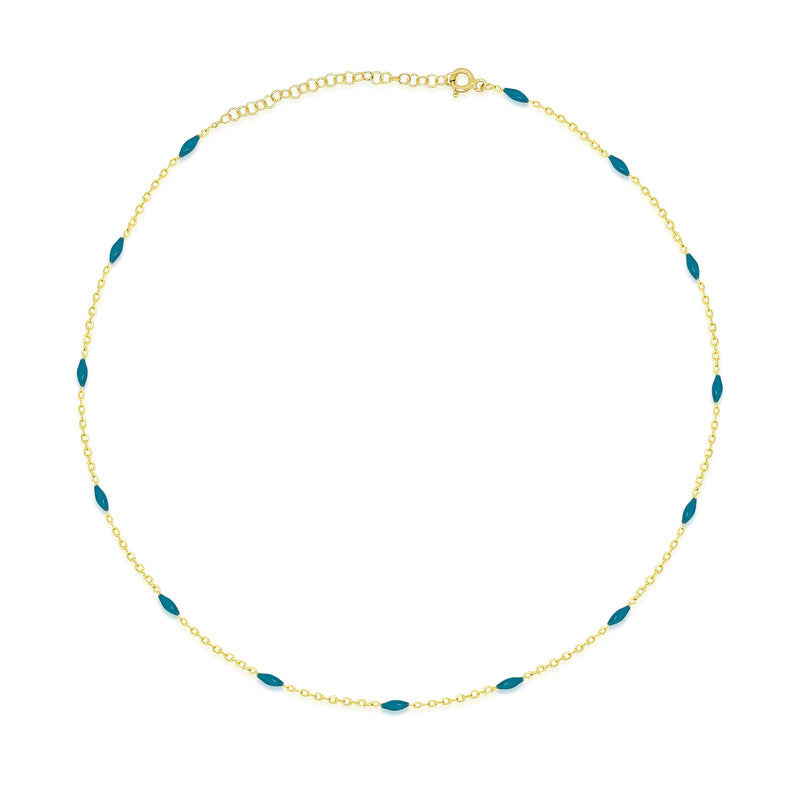 Turquoise Enamel Spot and Gold Plated Layering Chain