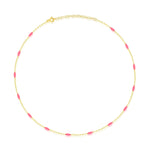 Pink Enamel Spot and Gold Plated Layering Chain