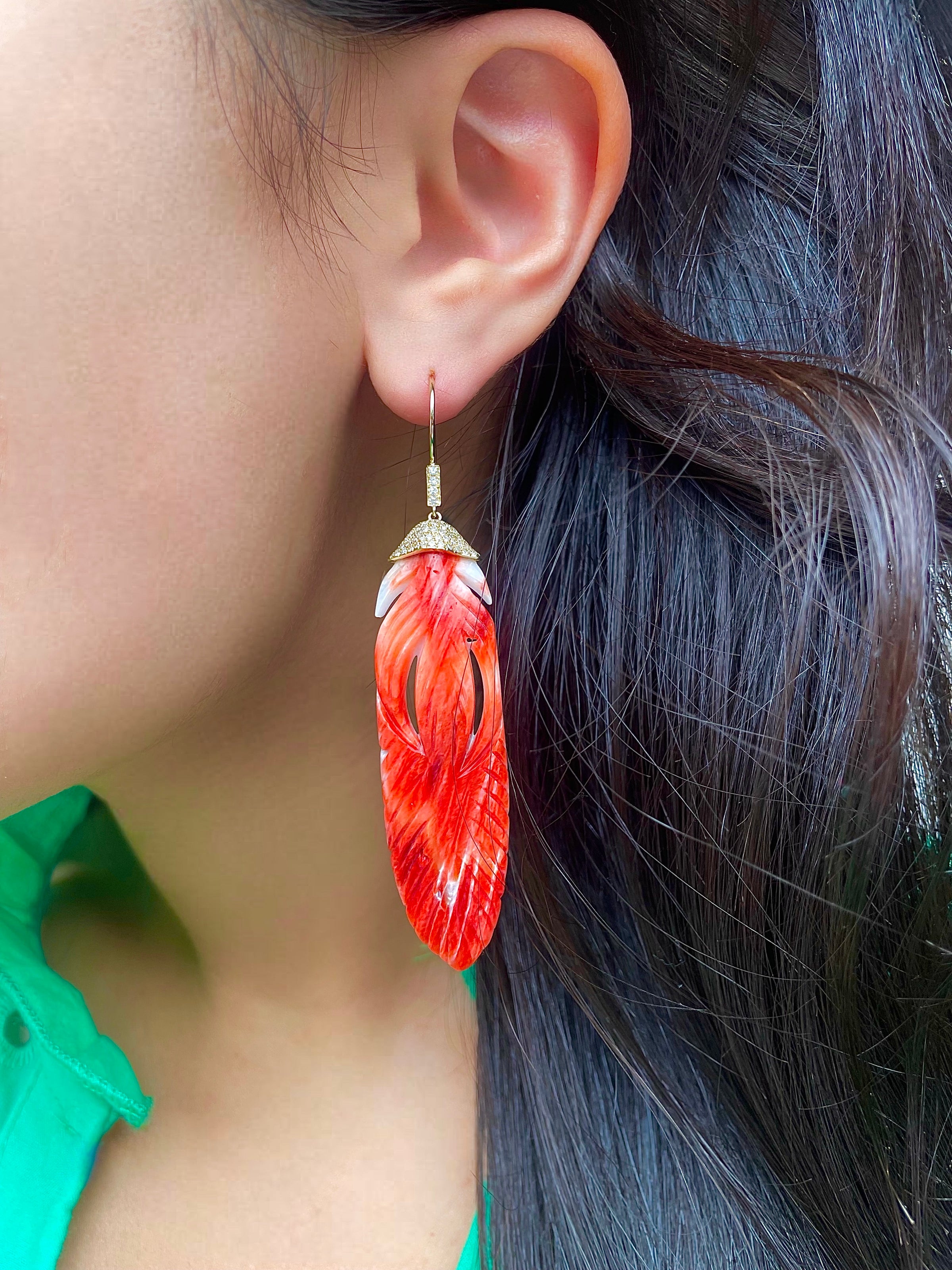 Yellow gold coral earrings sale