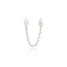 yellow and white gold double piercing diamond earring