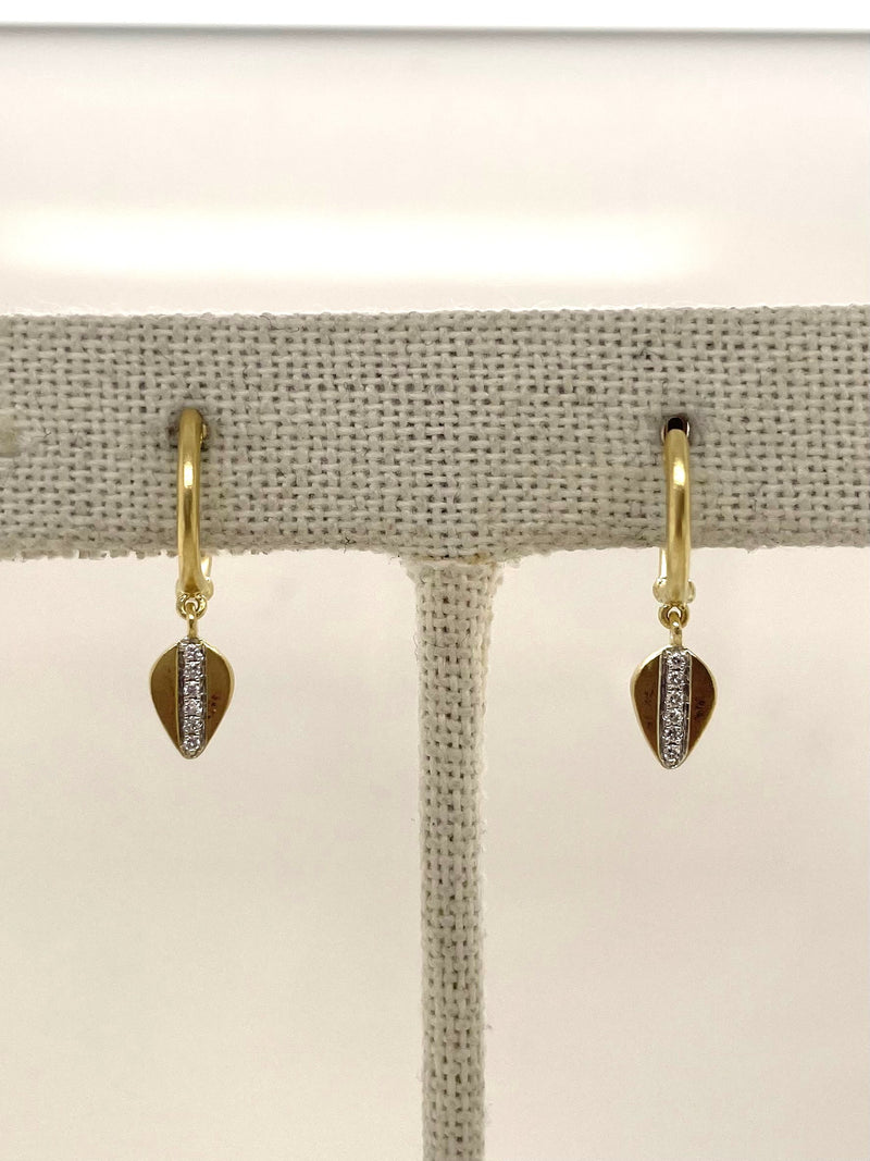 Brushed Yellow Gold Diamond Huggies