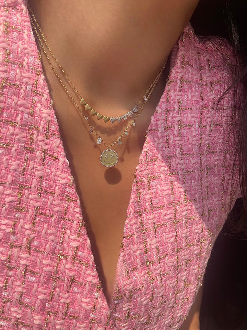 Two Toned Yellow and White Gold Diamond Smiley Face Necklace