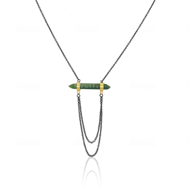 Black Rhodium Chain and Stone Necklace