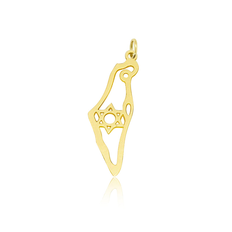 Jewish Star/Star of David Yellow Gold Plated Map Charm