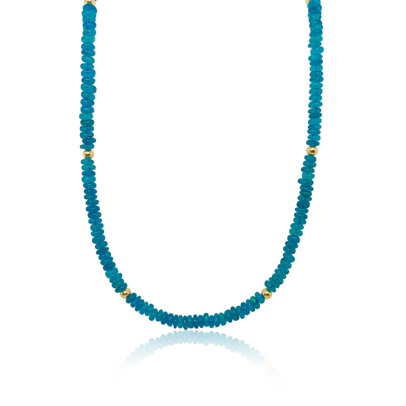 Teal Dyed Opal and Gold Bead Necklace