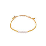 Gold Colored Microbead and Pearl Bracelet
