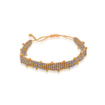 Gold and Tan Square Pattern Bead Bracelet