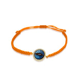 Brown Diamond and Blue Eye Orange Chord Bracelet