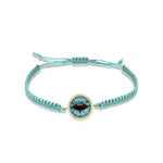 Brown Diamond and Blue Eye Light Blue Chord Bracelet