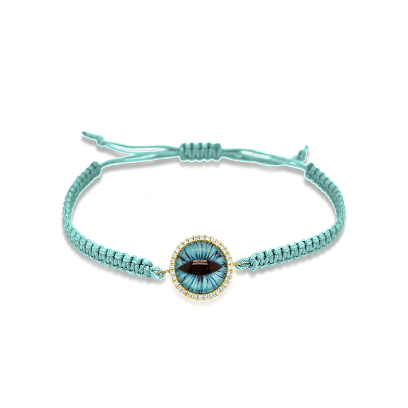 Brown Diamond and Blue Eye Light Blue Chord Bracelet