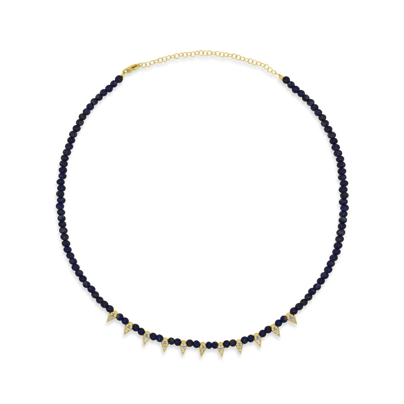Lapis Bead Necklace with Edge Accent