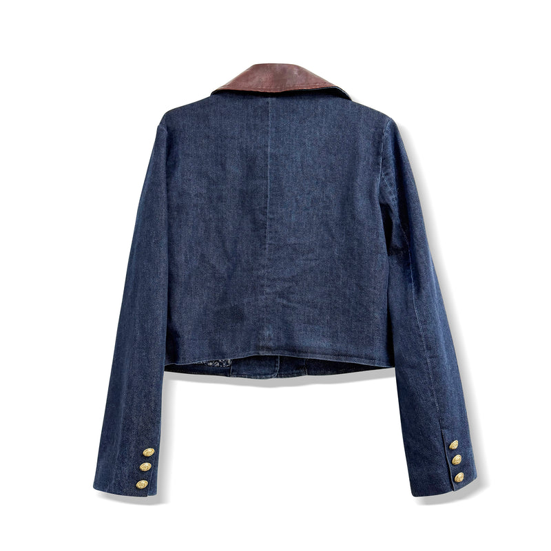 ジャケット・アウター leather trim denim jacket Vegan Leather Trim Jacket – Meira T Boutique