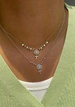 Yellow Gold Diamond and Opal Flower Necklace- ONLINE EXCLUSIVE