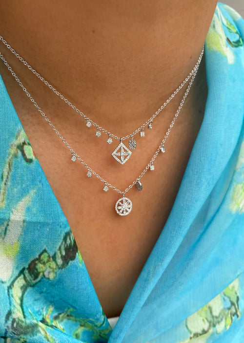 White Gold Delicate Baguette Diamond Necklace- ONLINE EXLUSIVE