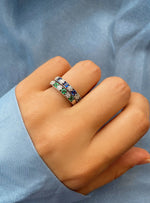 White Gold Diamond and Emerald Filagree Ring- ONLINE EXCLUSIVE