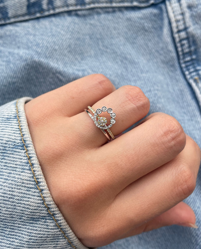 Yellow and White Gold Diamond Spinning Ring