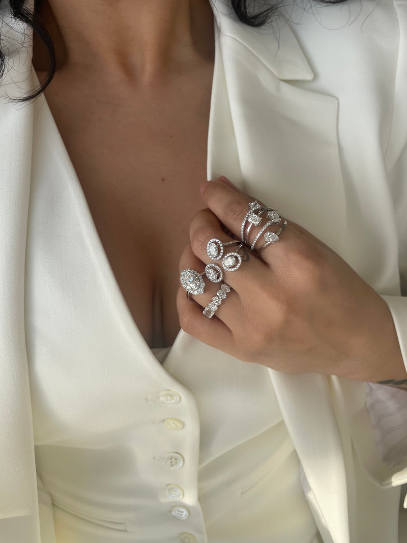 Multi Stone and Band Ring | 2 ct LAB Diamond