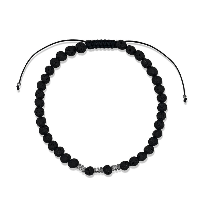 Black Bead Pull Cord Bracelet